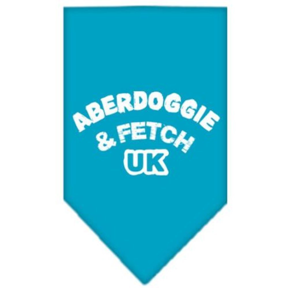Pet and Dog Bandana Screen Printed, &quot;Aberdoggie & Fetch UK&quot; Turquoise Small
