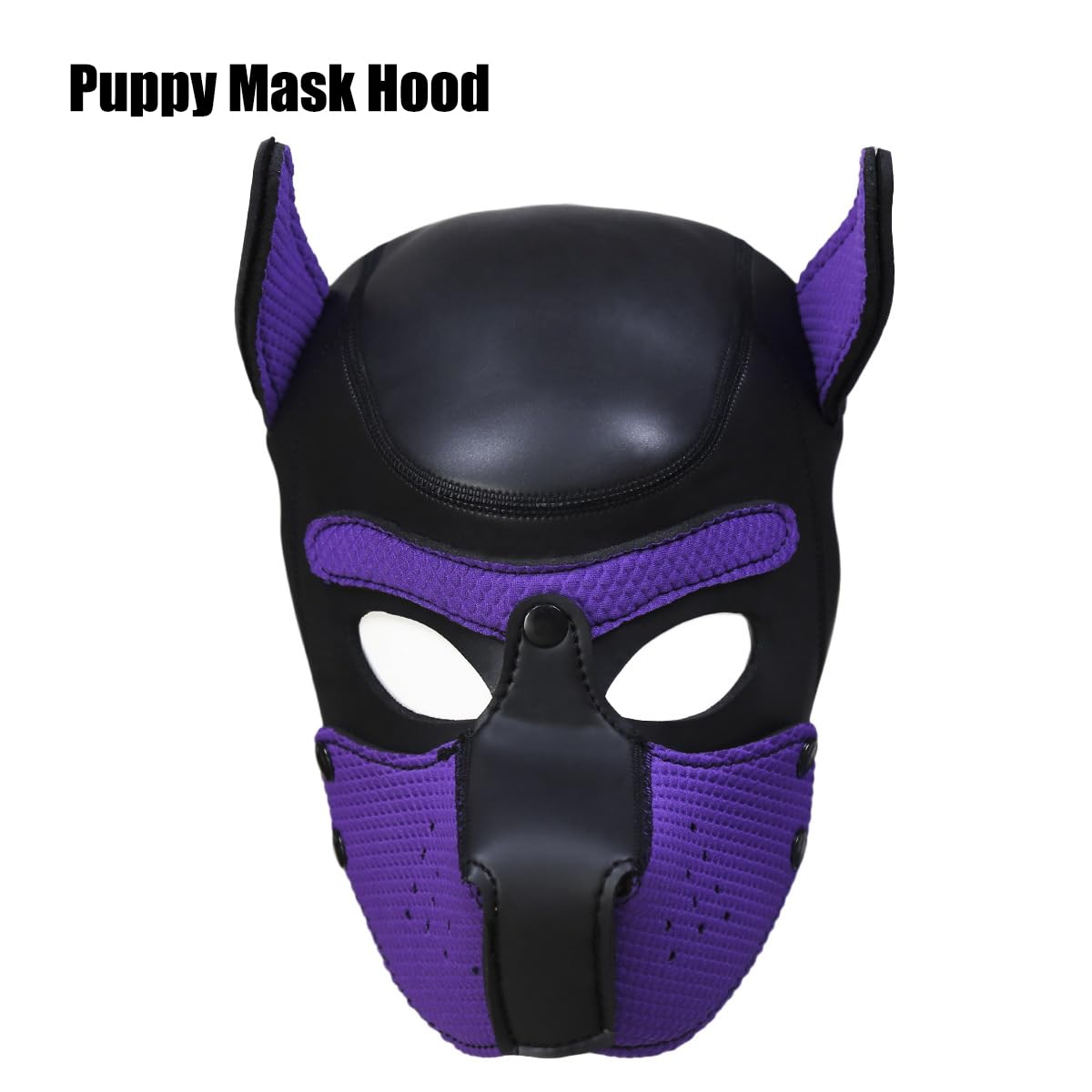 Quyuwowo Neoprene Dog Full Face Puppy Mask Removable Pup Hood Halloween Mask (Purple, Mask)