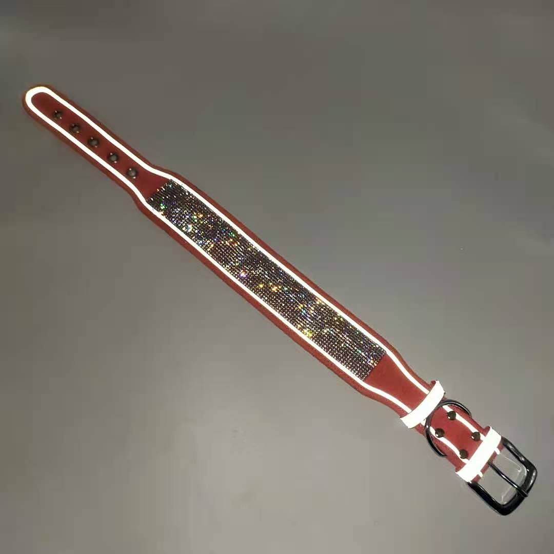 Bbmmayy Rhinestone Dog Collar Soft Comfortable Stylish Dog Collar With Bright Reflective Stripe Adjustable Diamond Crystal Pet C