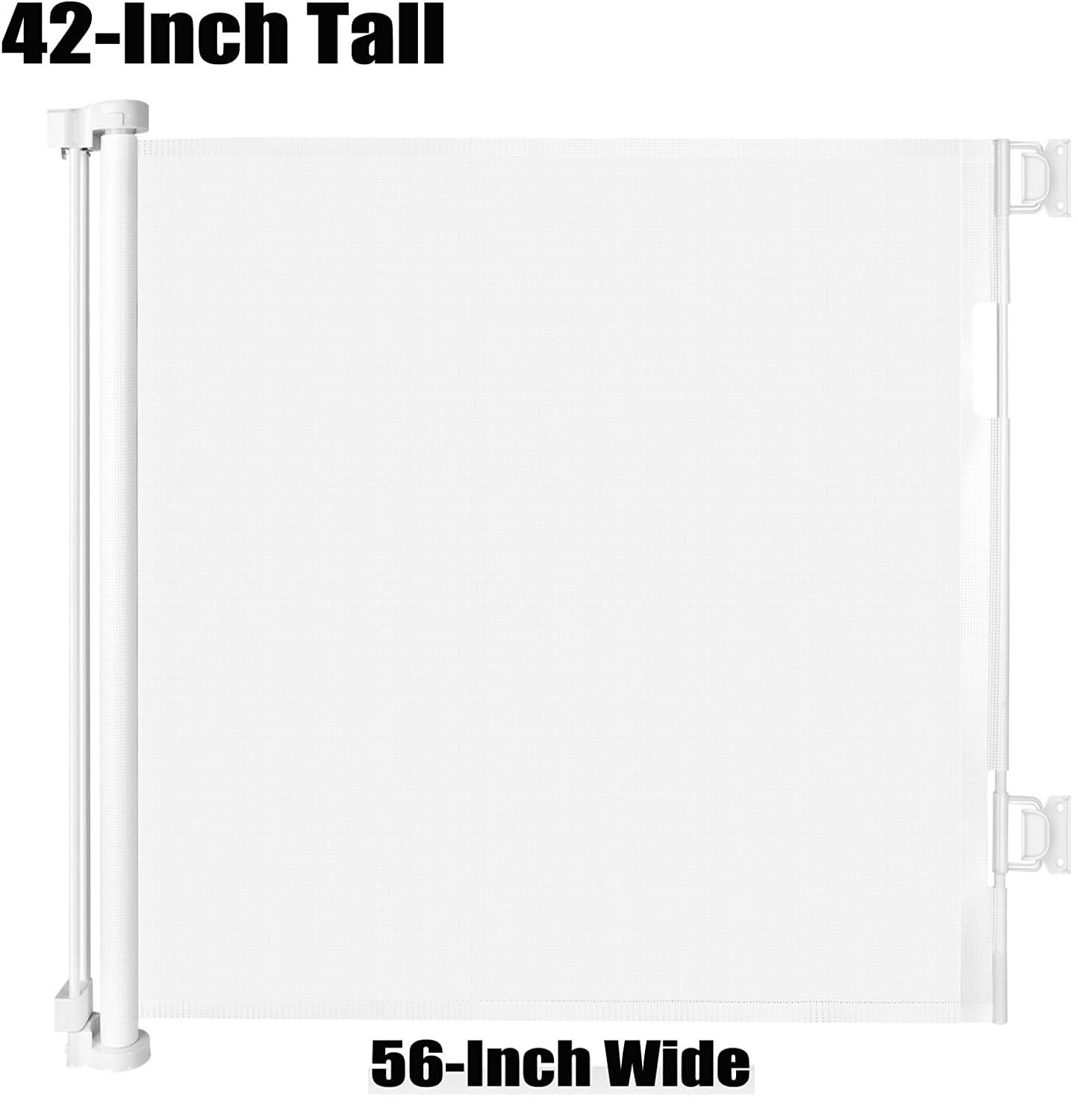 42-Inch Extra Tall Retractable Baby Gates 56' Wide Baby Gate Tall Dog Gate Indoor Outdoor Retractable Dog Gate Adjustable Pet Gate Dog Gates For The House Tall Baby Gate For Stairs, Doorways, White