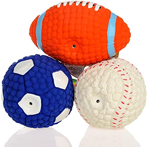 Pet Guard 3 In 1 Latex Material Dogs And Puppies Squeaky Baseball Rugby Football Combo