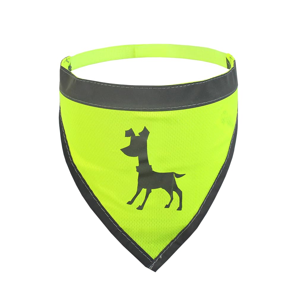 Flexi Alcott Essentials Visibility Dog Bandana, Medium, Neon Yellow with Reflective Accents,APL ES MD BA