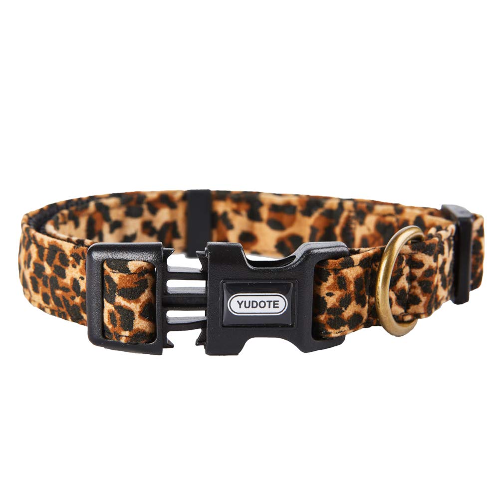 Petiry Fashion Leopard Dog Collar Premium Fabric Soft and Comfortable for Puppy,Middle and Big Dogs(Neck:12-18'')