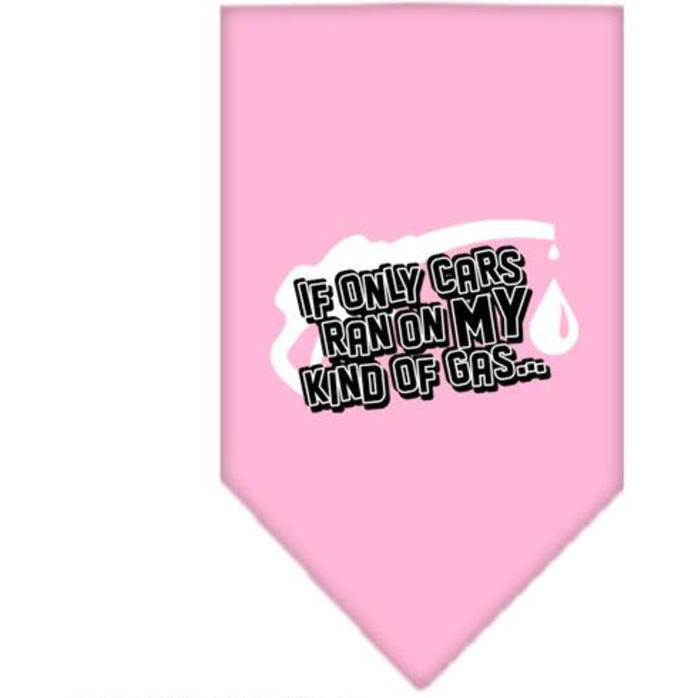 Pet and Dog Bandana Screen Printed, &quot;If Only Cars Ran On My Kind Of Gas&quot; Light Pink Small