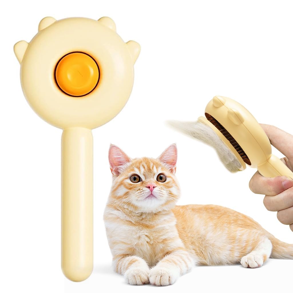 AJIGNA MART Pet Steam Hair Brush, 2 In 1 Pet Brush Dog Massage Brush Cat Hair Removal Brush, Washable Pet Steam Grooming Brush f