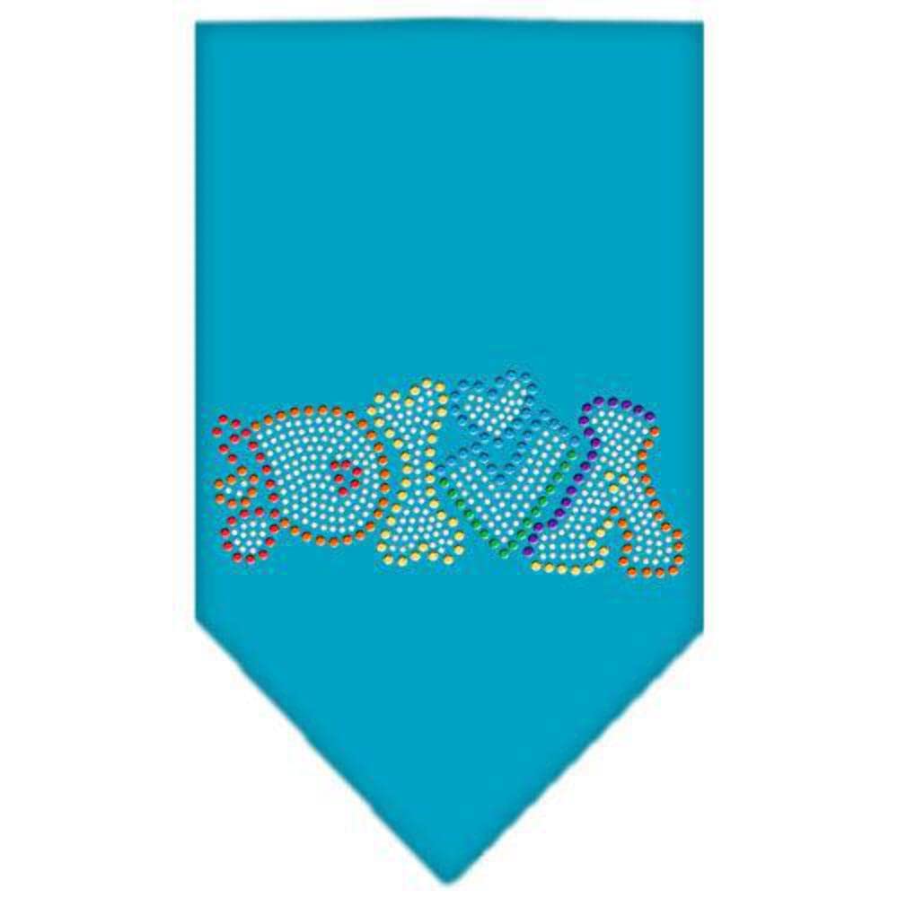Mirage Pet Products 67-98 LGTQ Technicolor Diva Rhinestone Turquoise Print Bandana, Large