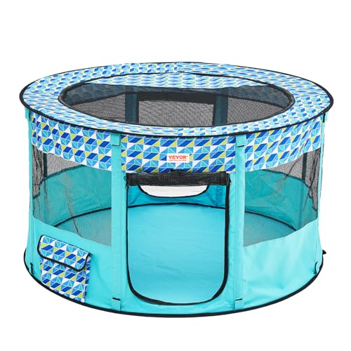 VEVOR Foldable Pet Playpen, 44 x 44 x 24 Portable Dog Playpen, Crate Kennel for Puppy, Dog, Cat, Waterproof 600D Oxford Cl