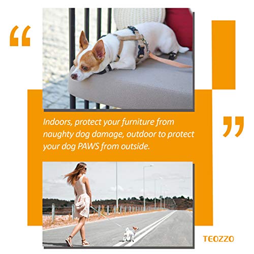 Teozzo Dog Boots & Paw Protector, Anti-Slip Sole Winter Snow Dog Booties With Reflective Straps Dog Shoes For Small Medium Dogs 4Pcs Black 7