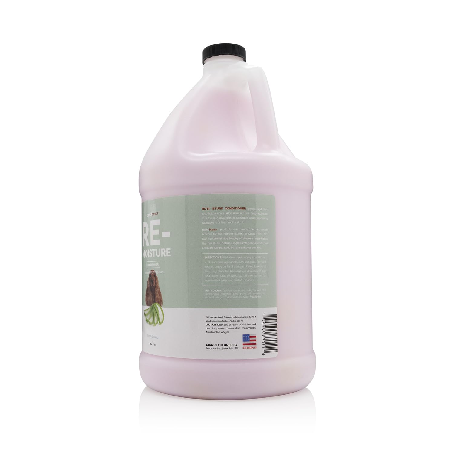 Bark2Basics Re-Moisture Dog Conditioner, 1 Gallon - Aloe Vera Infused for Hydrating Dry, Itchy, Sensitive Skin, Aids in DeShedding