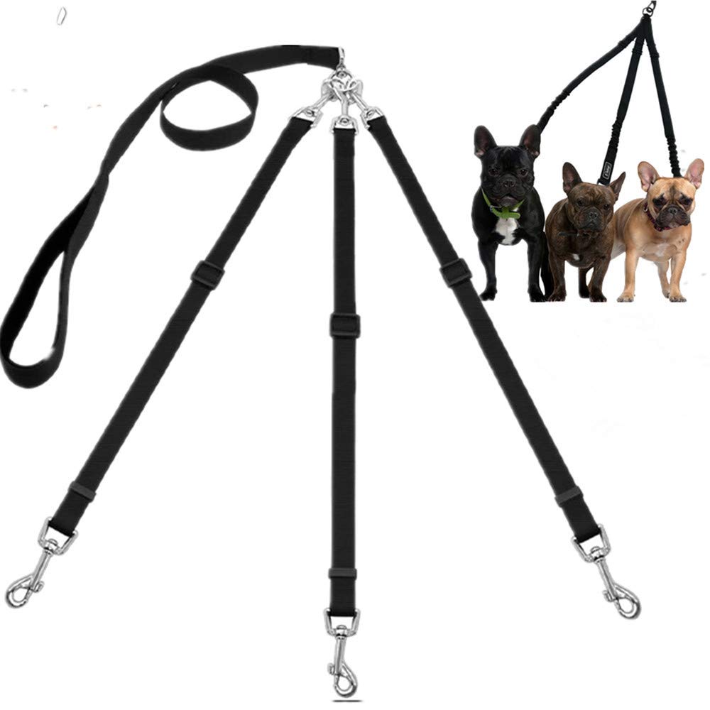 Asooll Nylon Weave Three Heads One Drag Three Dog Leash Square Round Rope Pet Traction Belt Dog Chain Strong Safety Dog Lead Lea