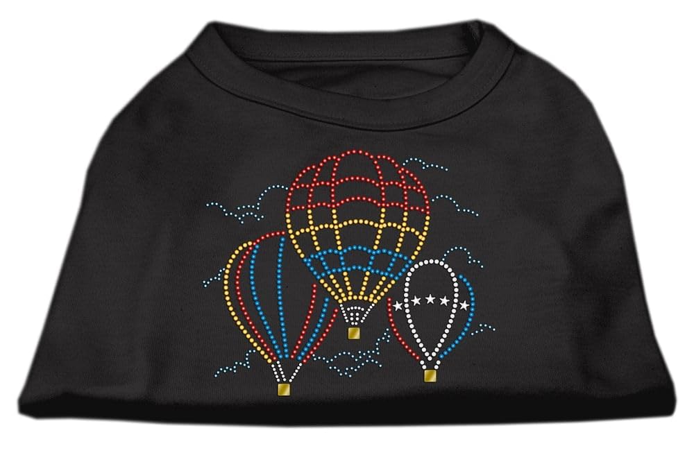 Pet Dog & Cat Shirt Rhinestone, 'Hot Air Balloon' Black Xs (0-3 Lbs.)