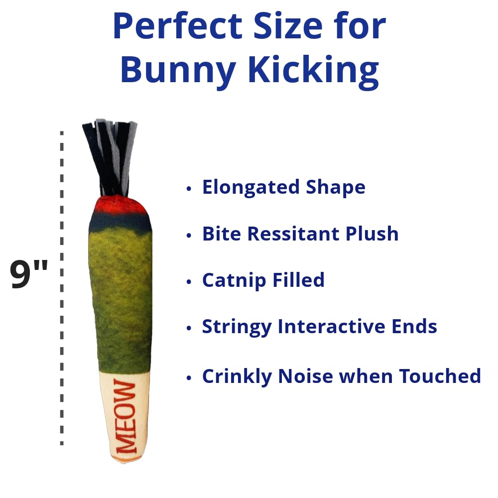 Doobie Catnip Toys for Cats - Soft, Bite-Resistant Cat Chew Toys with Long Shape for Kicking and Stress Relief