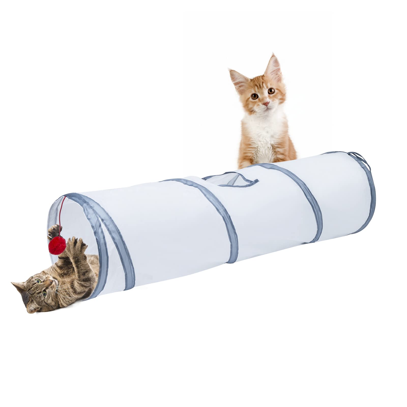 Sheldamy Cat Tunnel, 2-Way Cat Tunnels For Indoor Cats, Collapsible Cat Play Tunnel, Interactive Toy Maze Cat House With 1 Play 