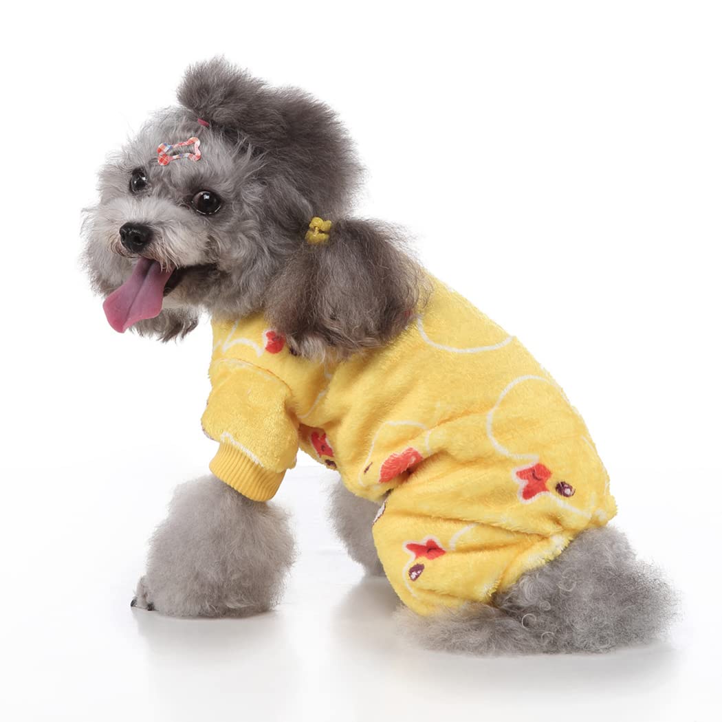 XIAOYU Cute Duck Coral Fleece Pet Clothes Dog Hoodie Coat Sweatshirts Soft Pajamas Winter Clothes(L)