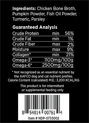 Natures Diet Pet Bone Broth Protein Powder with Pumpkin, Fish Oil and Turmeric (Chicken, 16 oz = 159 Servings)