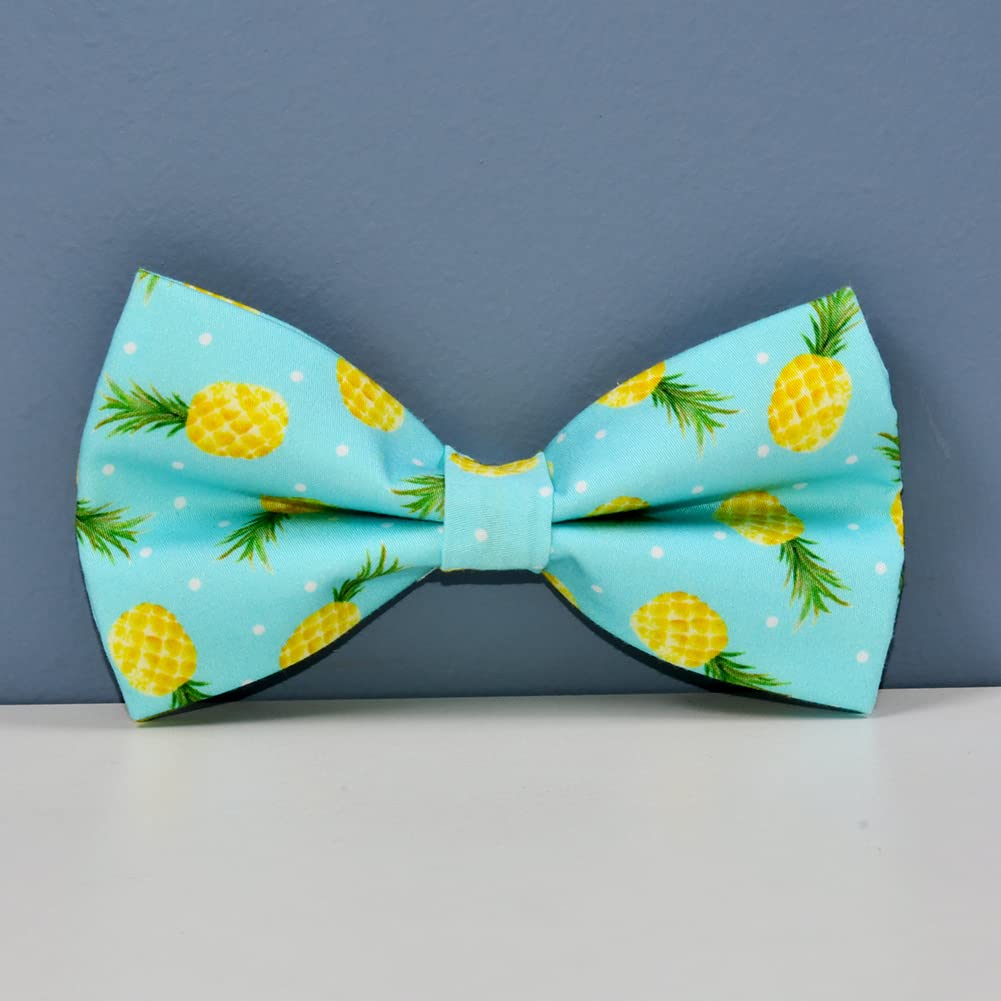 Summer Pineapple Dog Collar Dog Bowtie, Detachable Bow, Adjustable Collar For Small Medium Large Dogs