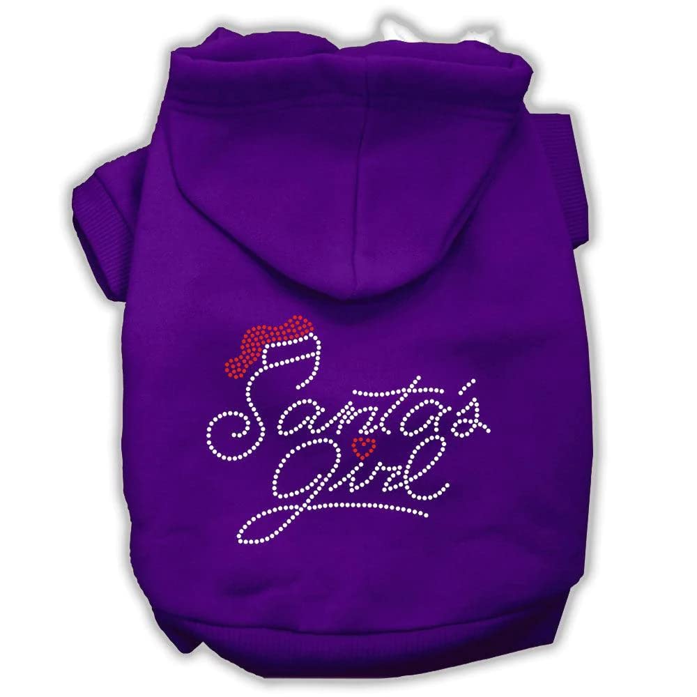 Christmas Pet, Dog & Cat Hoodie Rhinestone, 'Santa'S Girl' Purple Xs (0-3 Lbs.)