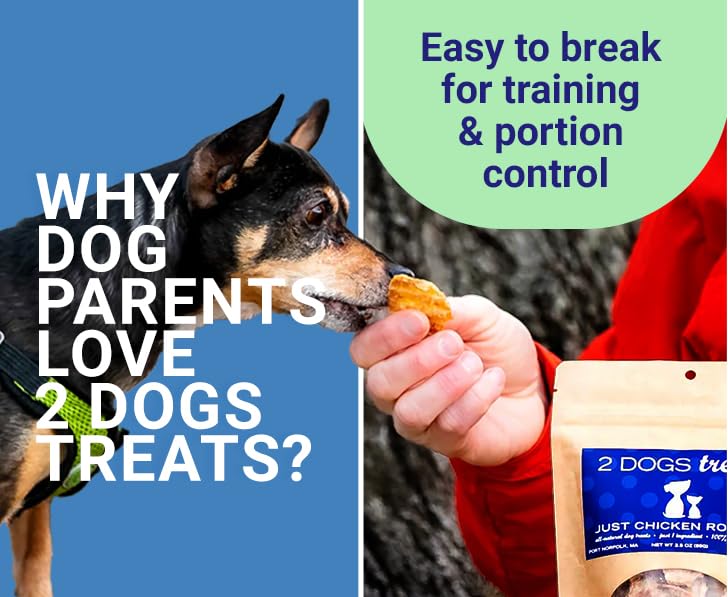 2 Dogs Treats Chicken Jerky - 100% USA-Sourced, Grain-Free, 7 oz, Single-Ingredient, Great for Sensitive Stomachs, High Value for Training