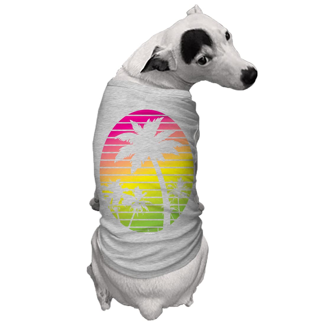 Palm Tree Scene - Dog Shirt (Light Gray, X-Small)