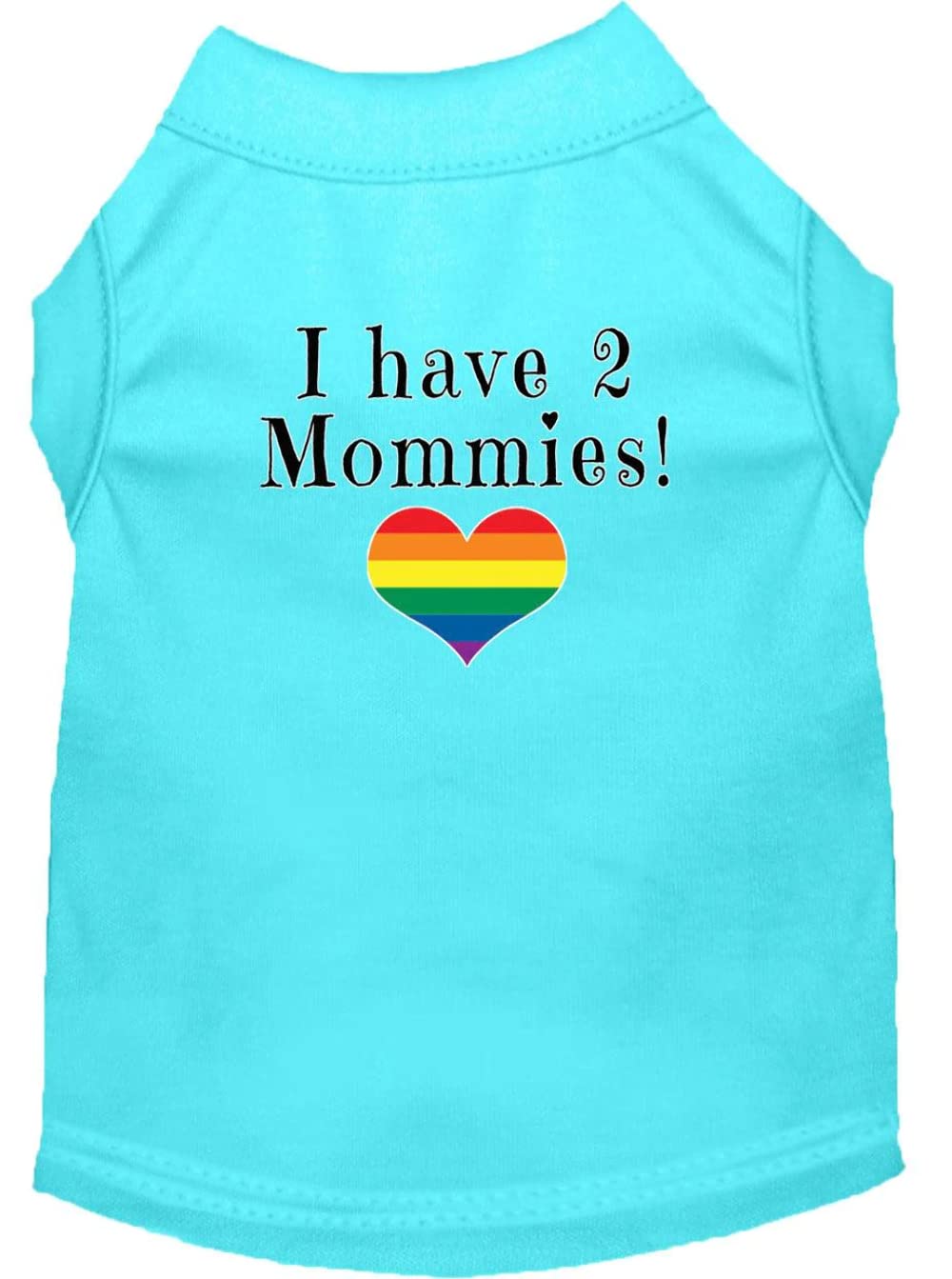 Pet Dog & Cat Shirt Screen Printed, "I Have Two Mommies" Blue MD (6-10 lbs.)