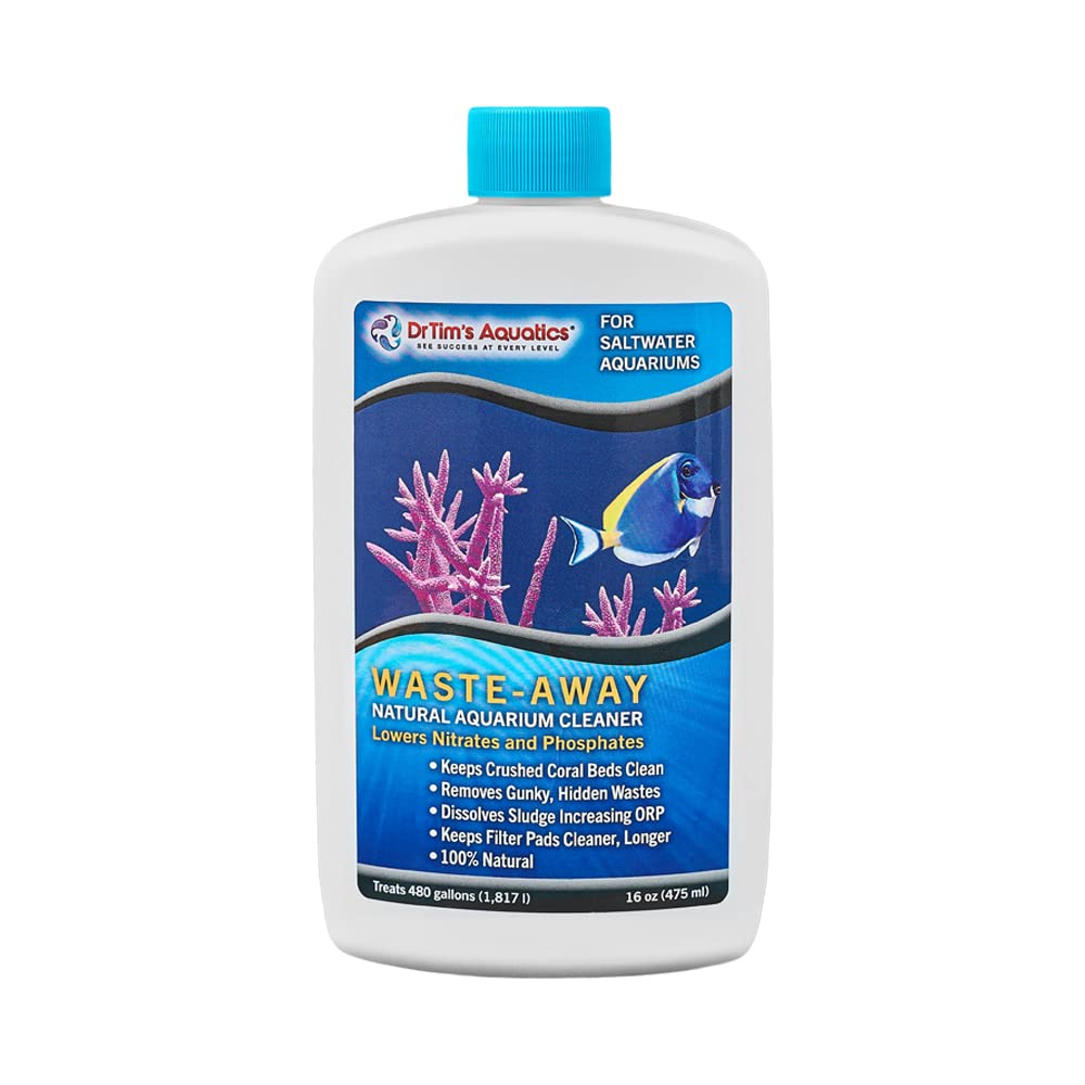 DrTim's Aquatics Saltwater Waste-Away - Natural Fish Tank & Aquarium Waste Management Solution for Dissolving Cleaning Organic S