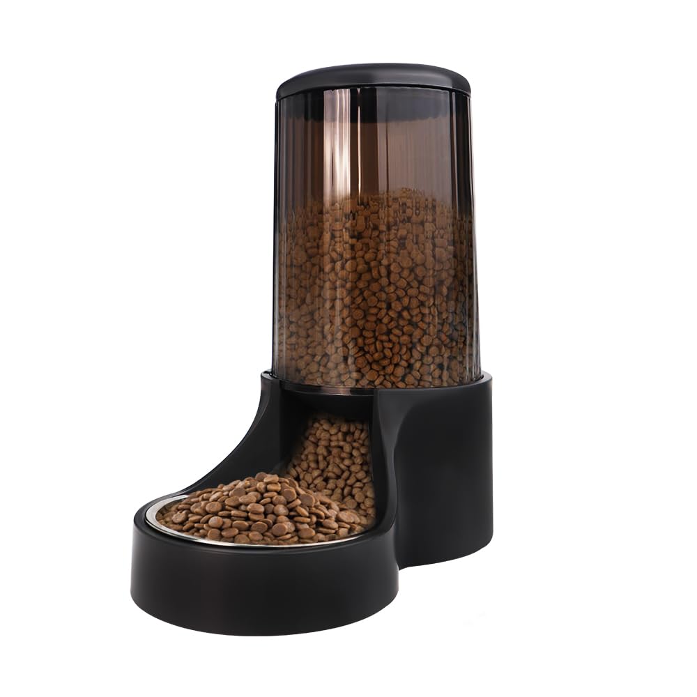 Makikuser Automatic Cat Feeder, 3.8L Large Gravity Cat Food Dispenser with Detachable Top Lid, Visible Bottle and Stainless Stee