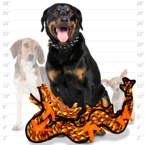 Tuffy - World'S Tuffest Soft Dog Toy -Dragon Orange-Multiple Layers. Made Durable, Strong & Tough. Interactive Play (Tug, Toss & Fetch). Machine Washable & Floats