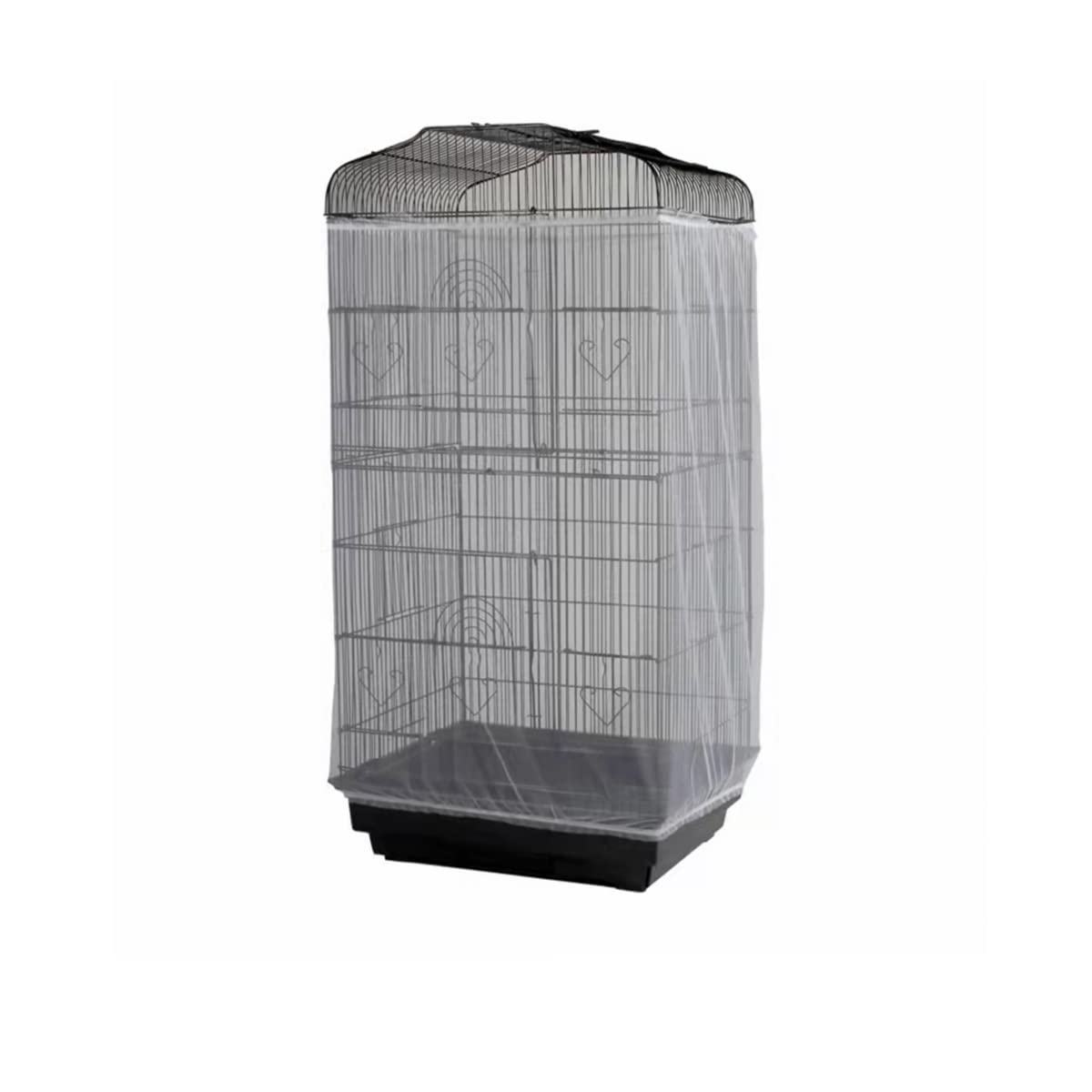 Adjustable Birdcage Seed Catcher Feather Catcher Bird Cage Cover Net Airy Soft Skirt Guard Birdcage Nylon Mesh Netting for Parro
