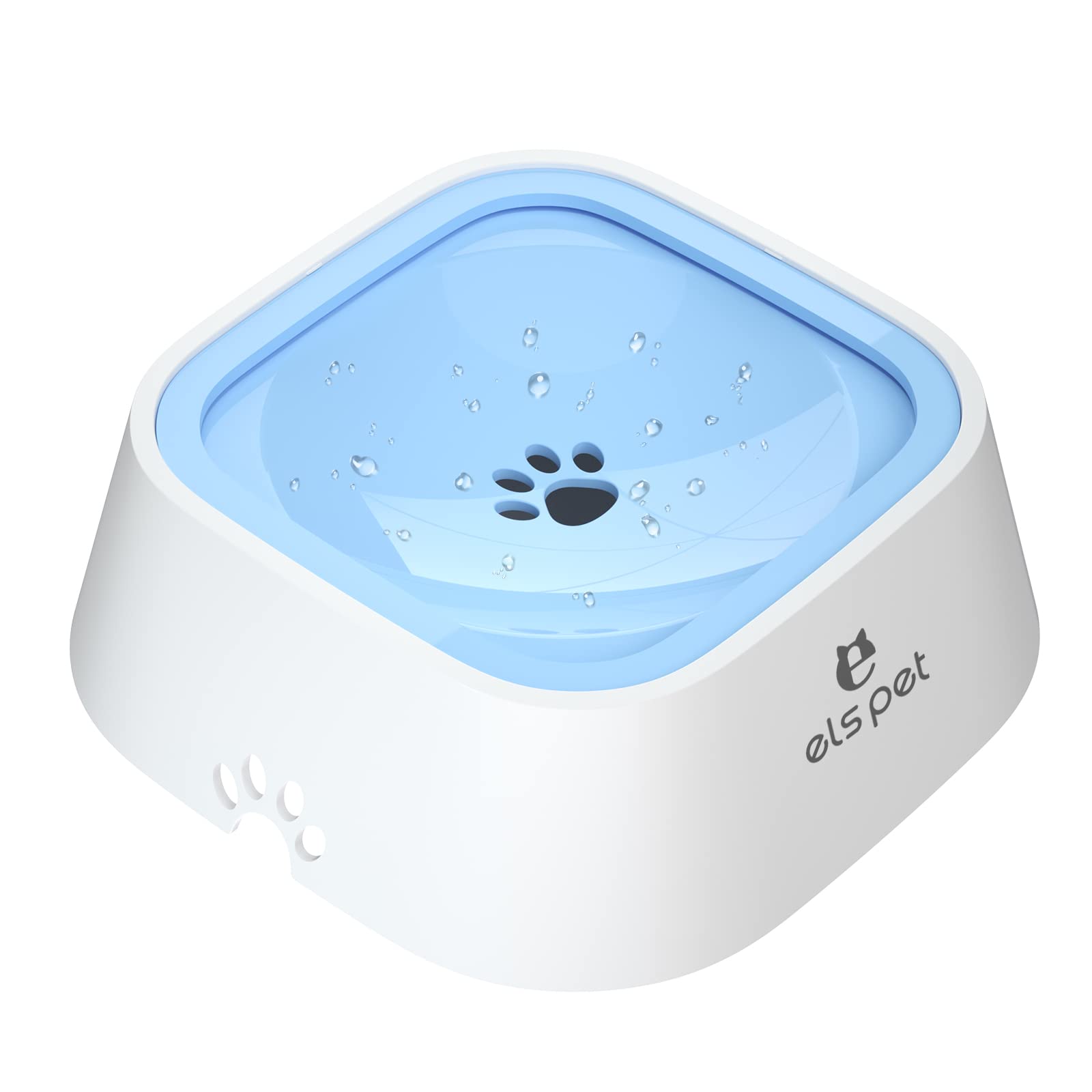 Els Pet No Spill Dog & Cat Bowl - 70Oz/2L Large Capacity Travel Water Dispenser (Blue, 35Oz)