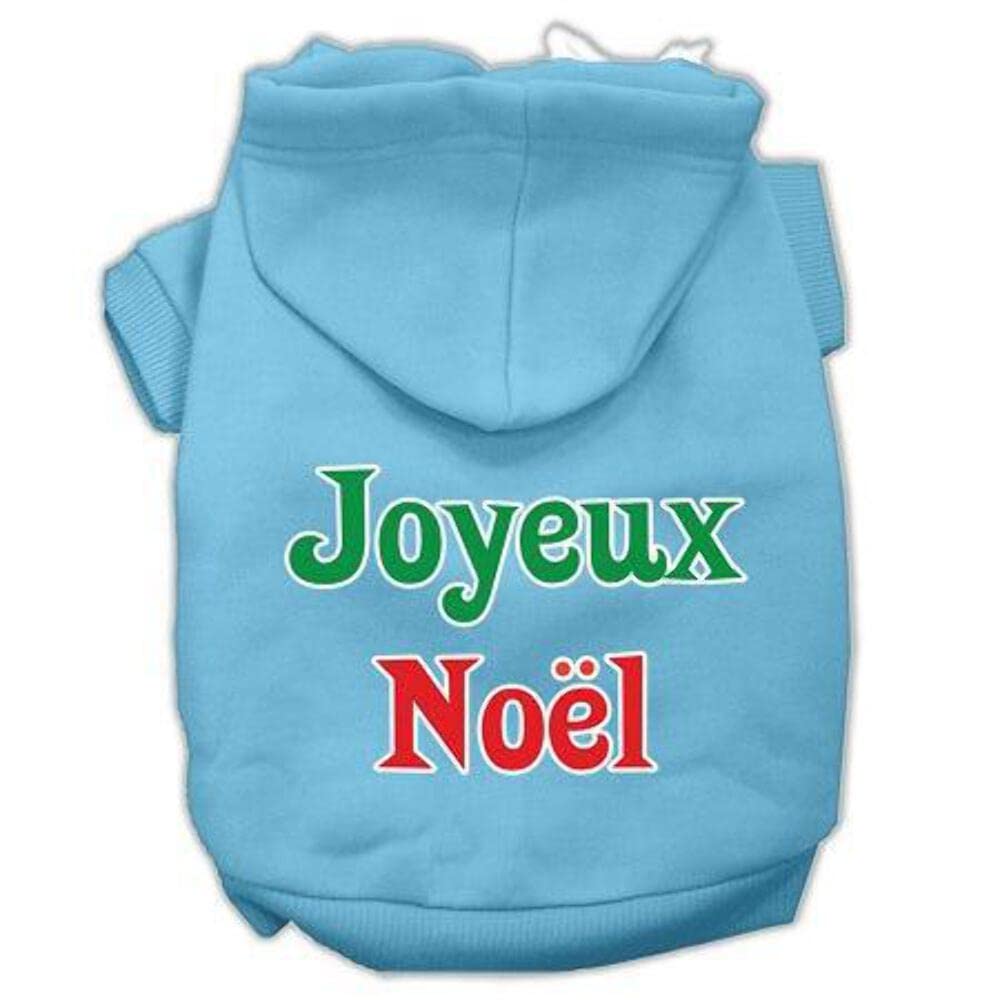 Christmas Pet Dog & Cat Hoodie Screen Printed, Joyeux Noel Bright Pink Lg (10-14 Lbs.)