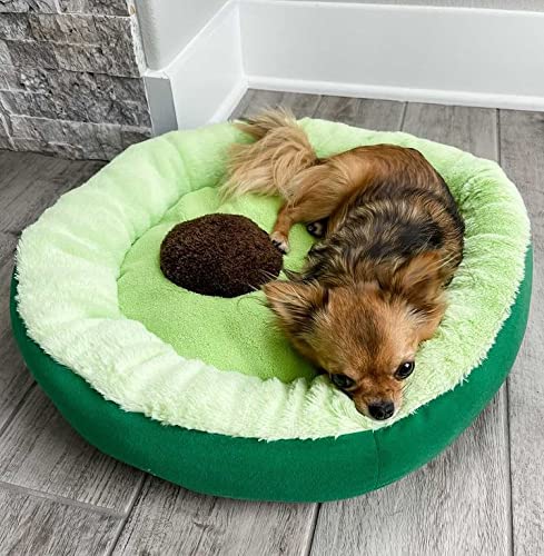 Tonbo Soft Plush Small Cute And Cozy Avocado Dog Cat Bed, Washer And Dryer Friendly (Avocado)