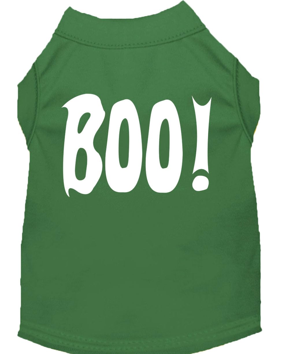 Halloween Pet Dog & Cat Shirt Screen Printed, 'Boo!' Emerald Green 3Xl (25-35 Lbs.)