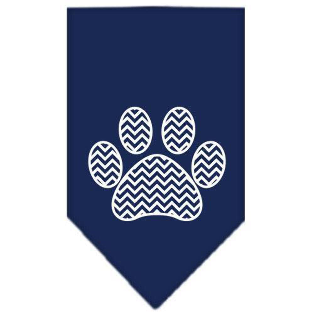 Mirage Pet Products Chevron Paw Screen Print Bandana, Navy Blue, Small