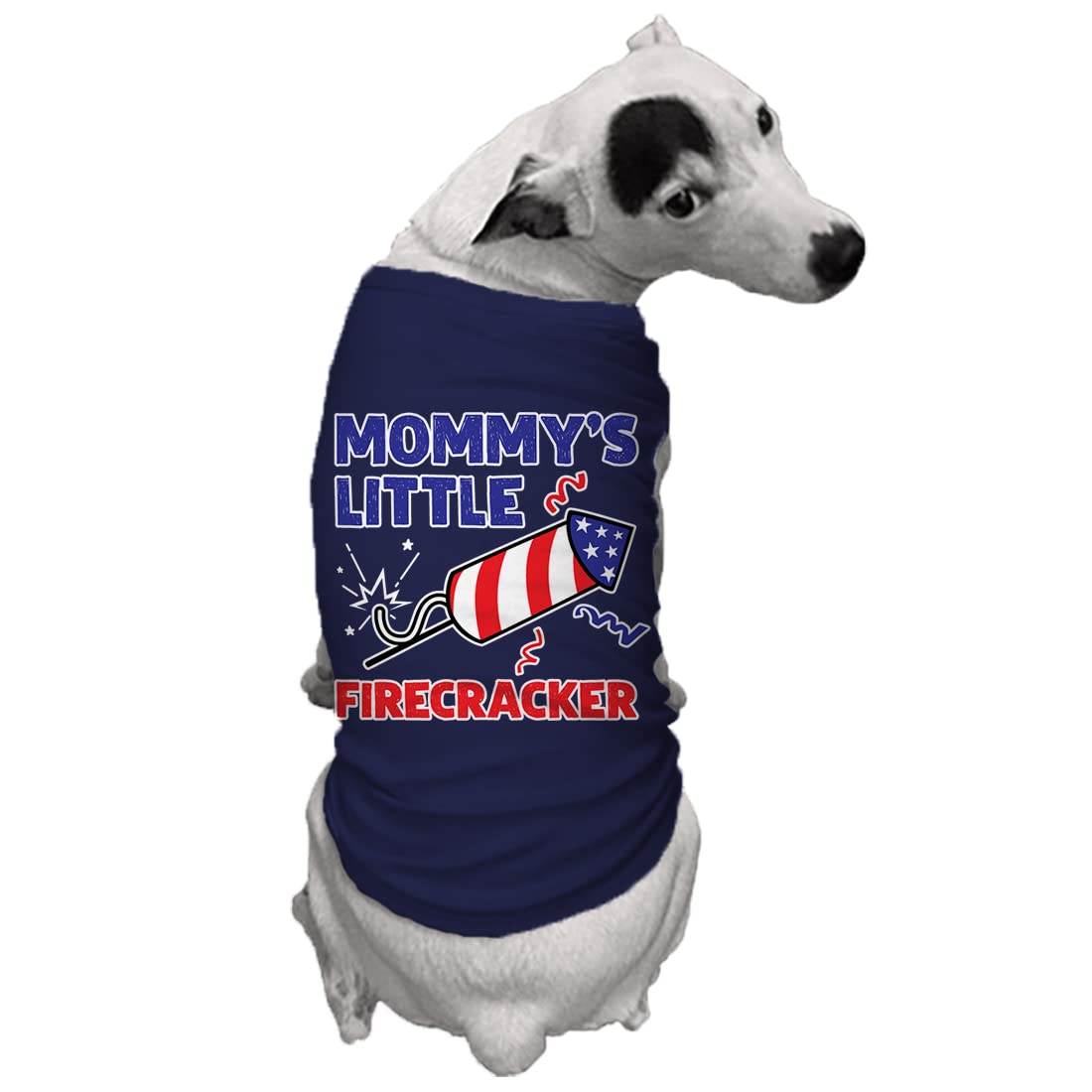 Mommy'S Little Firecracker - Usa Independence Day 4Th Of July Dog Shirt (Navy, Small)