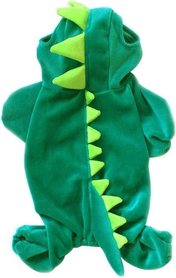 Hotumn Dinosaur Dog Halloween Costume Pet Dino Hoodie For Medium Dogs (X-Large, Green)