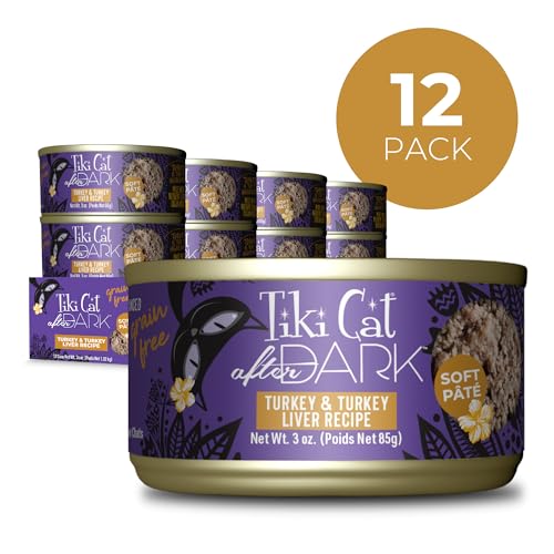 Tiki Cat After Dark Soft Pate, Turkey & Turkey Liver, High-Protein and 100% Non-GMO Ingredients, Wet Cat Food for Adult Cats, 3