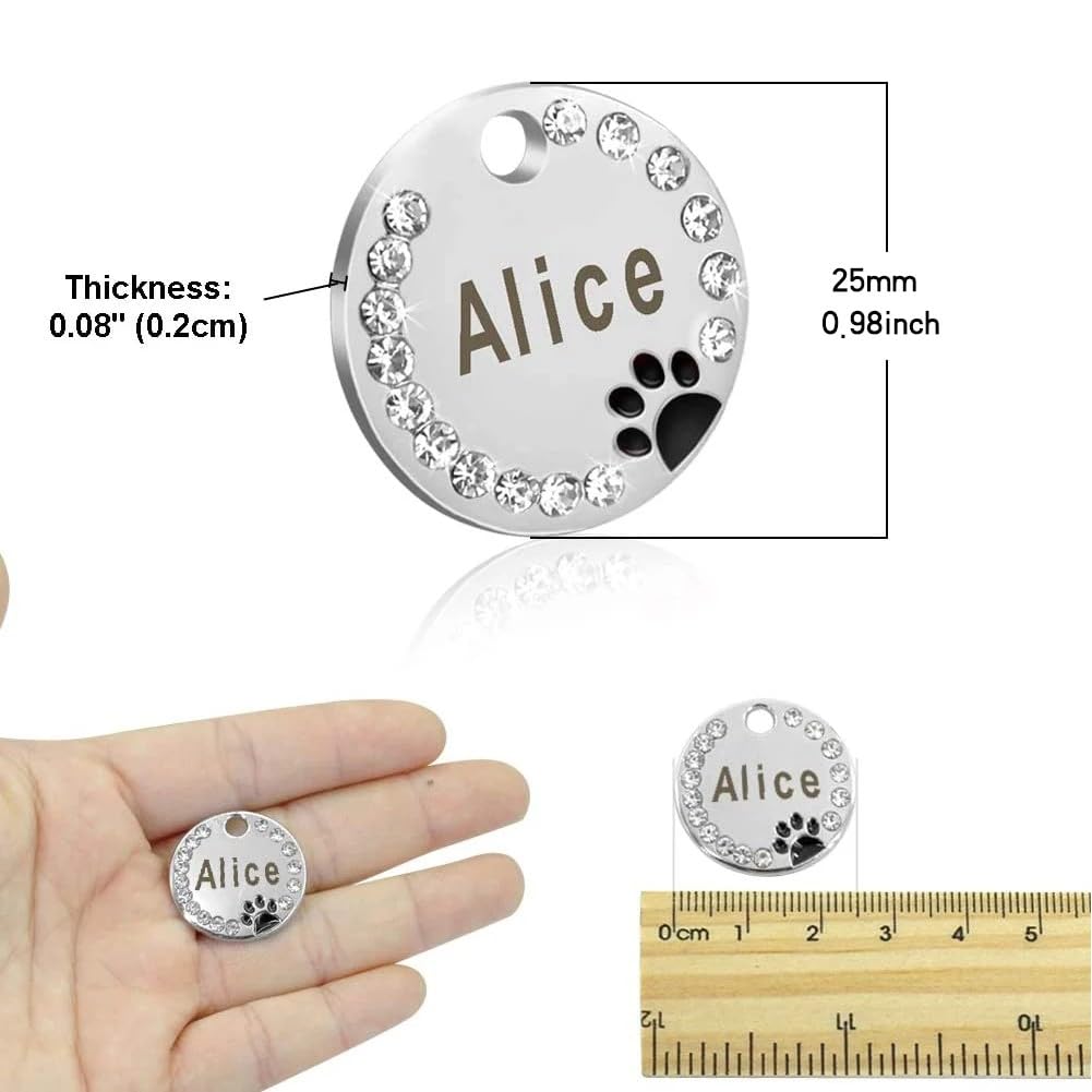 Personalized Dog/Cat Cute Paw Pet Id Tag With Unique Laser Engraving Name And Phone Number For Pet Collar Or Key Chain (Purple)