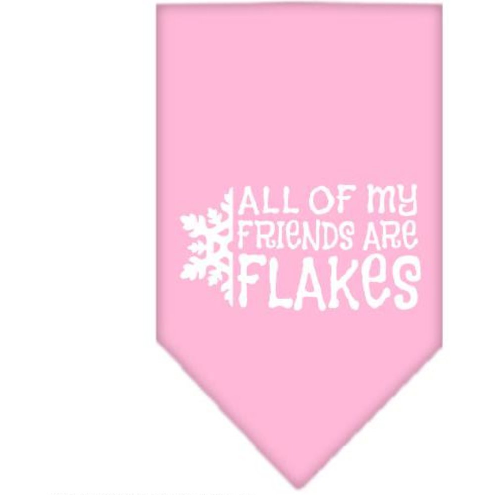 Christmas Pet and Dog Bandana Screen Printed, &quot;All Of My Friends Are Flakes&quot; Light Pink Small