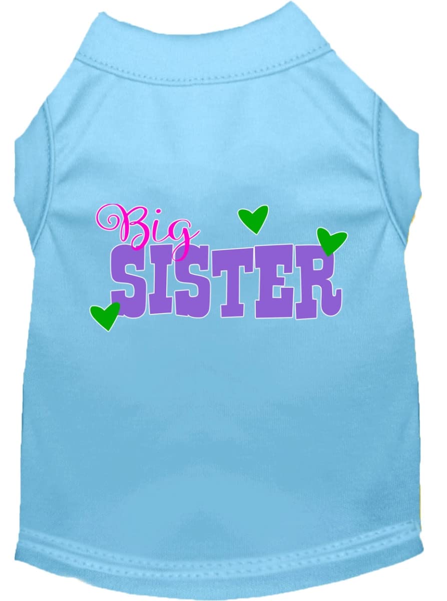 Pet Dog & Cat Shirt Screen Printed, "Big Sister" Baby Blue MD (6-10 lbs.)