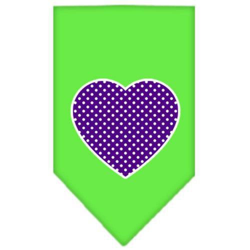 Mirage Pet Products Purple Swiss Dot Heart Screen Print Bandana for Pets, Large, Red