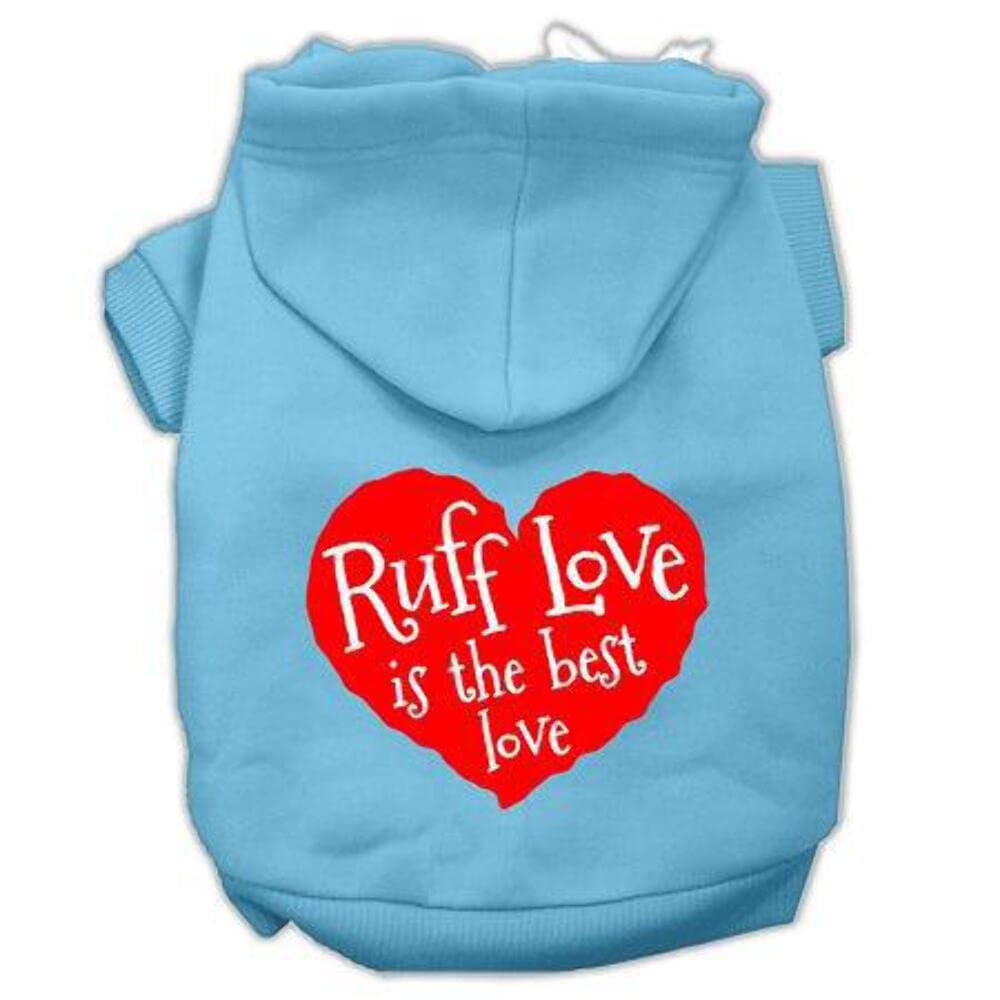 Pet Dog & Cat Hoodie Screen Printed, 'Ruff Love' Purple Lg (10-14 Lbs.)