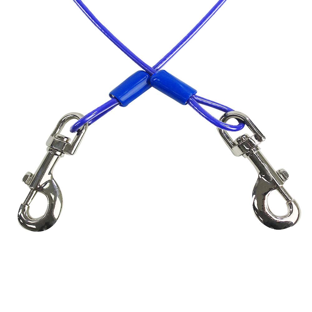 Bv Pet Tie Out Cable For Dogs Up To 90/125/ 250 Pounds, 25/30 Feet (60Lbs/ 15Ft/ Blue)