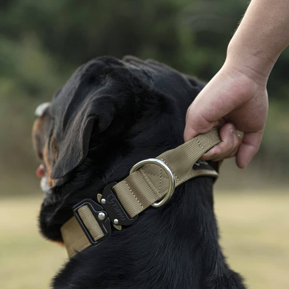 Tspro Premium Dog Collars Tactical Dog Collar With Handle And Heavy Duty Quick-Release Metal Buckle Durable Thick And Adjustable