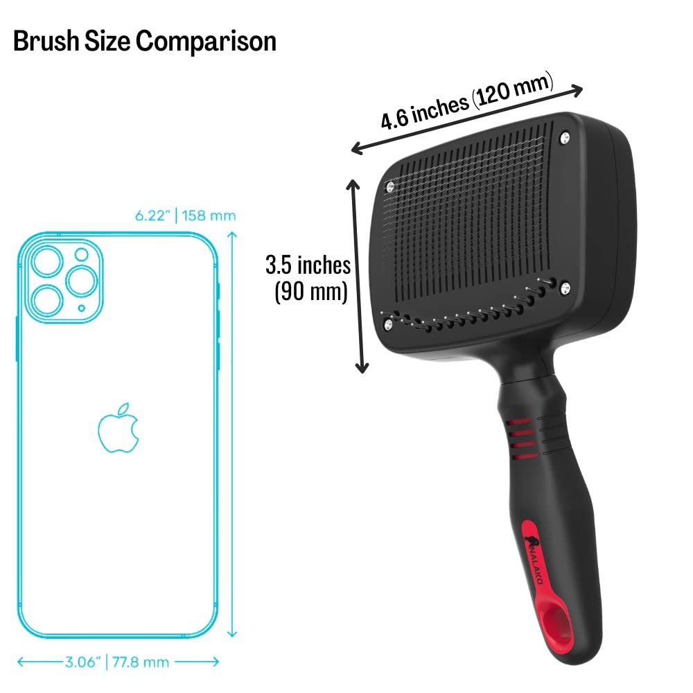 Nalako Self Cleaning Slicker Two In One Brush - Updated Button - Slicker & Undercoat Rake - Remove Shedding Dog Hair, Undercoat & Mats, For Medium & Long Haired Dogs, Great For Husky, Gsd