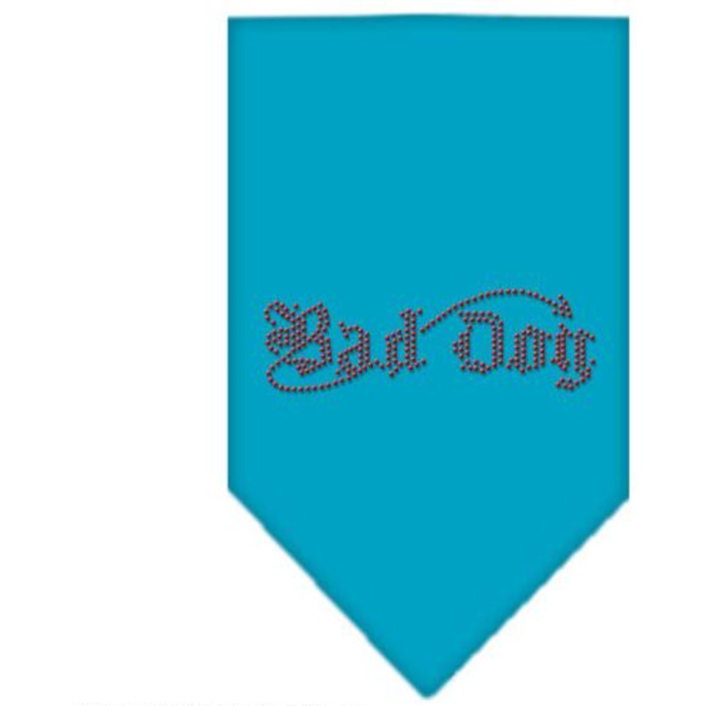 Pet and Dog Bandana Rhinestone, &quot;Bad Dog&quot; Turquoise Small