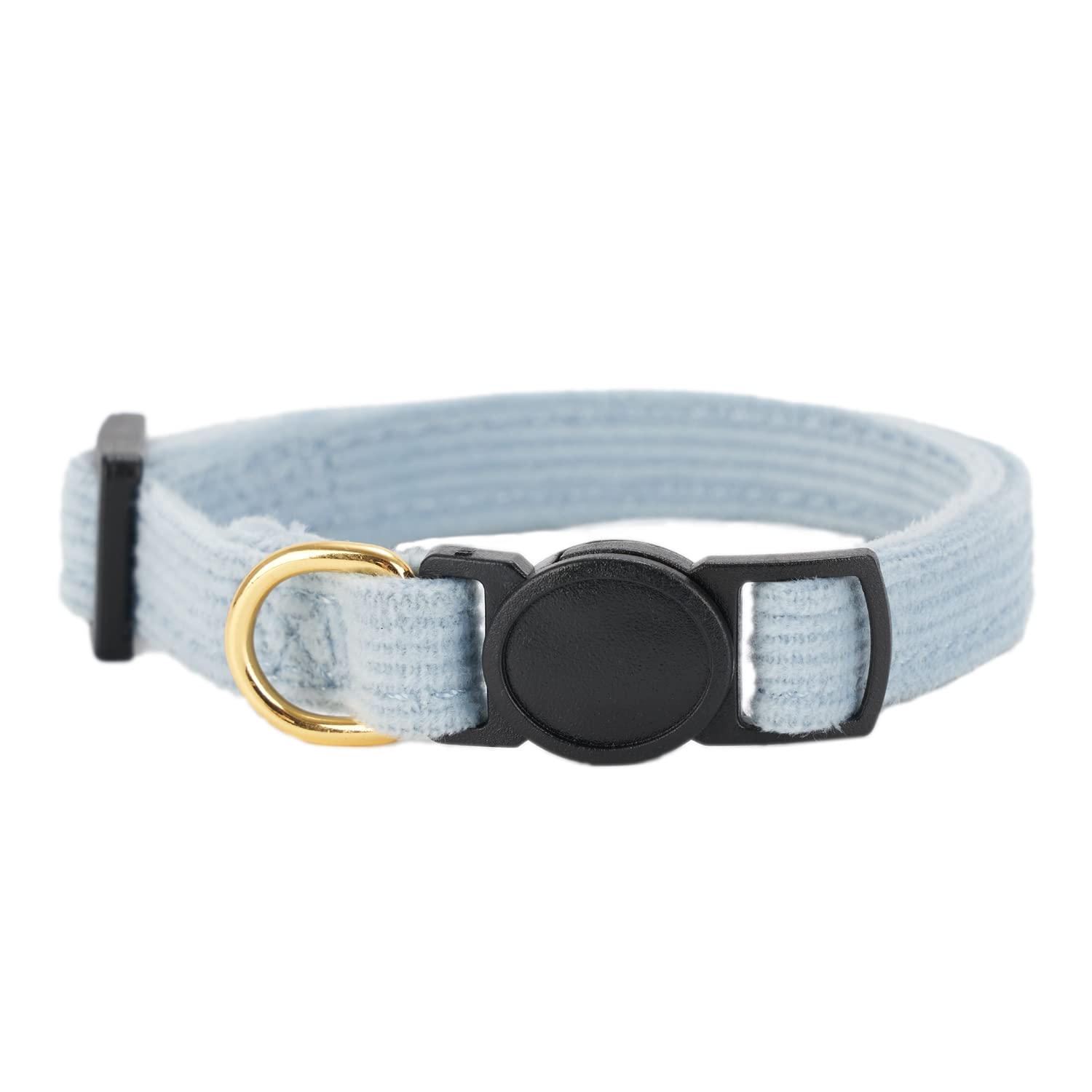 Petiry Soft Corduroy Cat Collar, Plaid Pattern, With Bell And Bowtie, Safety Breakaway Clasp, Adjustable For Kitten And Cats Blu