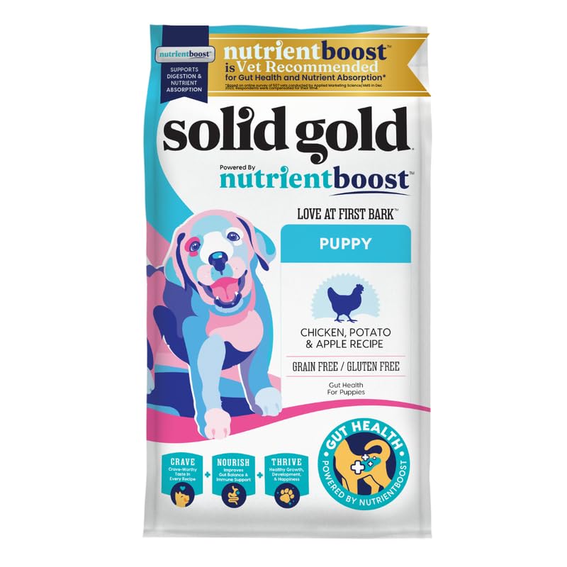 Solid Gold Chicken Dry Puppy Food - W/Real Chicken & Potato - Grain Free & Gluten Free Puppy Dog Food w/Probiotics for Gut Healt