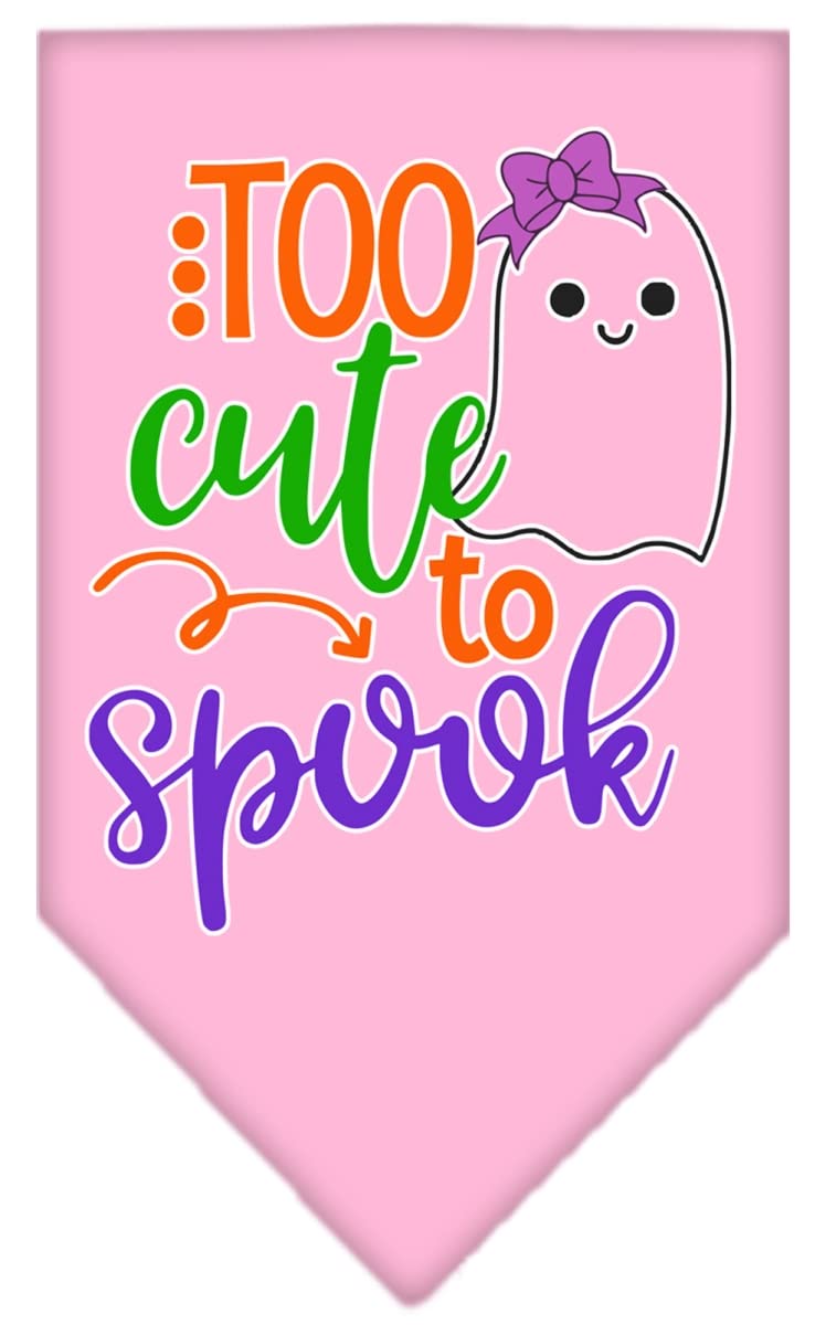 Halloween Pet and Dog Bandana Screen Printed, &quot;Too Cute To Spook - Girly Ghost&quot; Light Pink Large