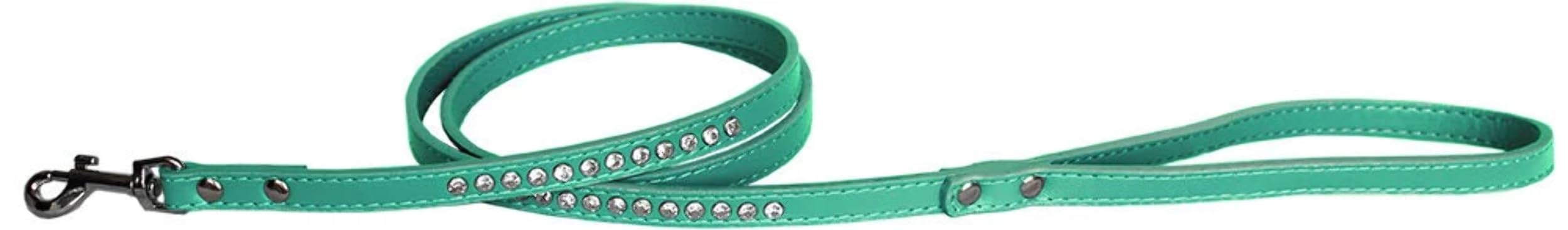 Pet, Dog or Cat Fashion Leash,Clear Jewel (Available in 7 colors) Aqua 1/2" wide x 4' long