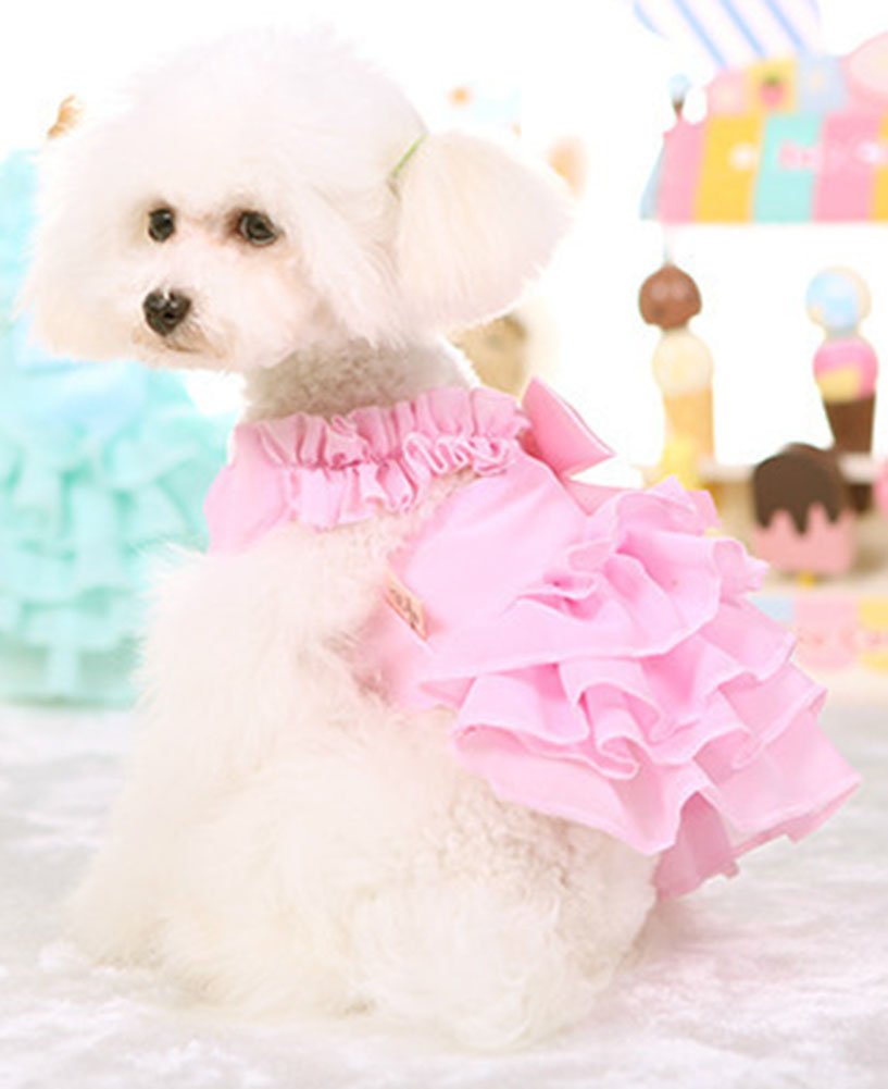 Marupet Fashion Sweet Puppy Dog Love Printed Princess Skirt Pet Dog Pleated Camisole Tutu Dress Pink M